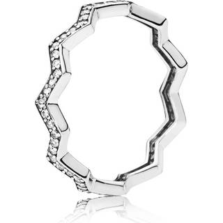 Pandora - Takket sølv ring med sten - 197751cz