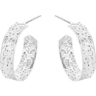 Susanne Friis Bjørner Øreringe - SFB - Sølv ørecreoler med rustik overflade, 14mm - 5623-1