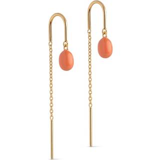 Enamel Elenor Light Coral Ørehængere i Forgyldt Sølv