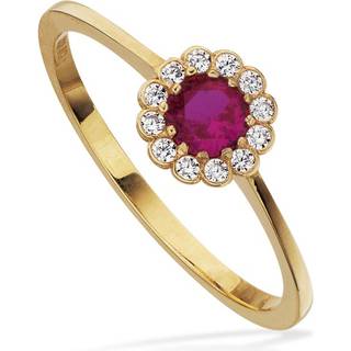 Scrouples - Ring i 8 kt guld m roset af pink og hvide zirkonia