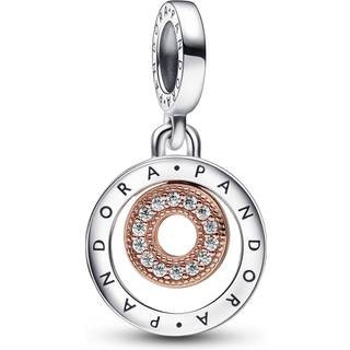 Pandora - To farvet signatur charm med sten i pavé - 782287c01
