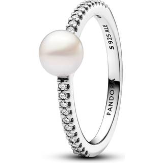 Pandora - Ferskvandskultur perle ring med sten i pavé - 193158c01
