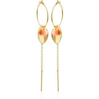 Susanne Friis Bjørner Øreringe - SFB - Sølv forgyldt creol med en sten af søbambus - 5629-2-129