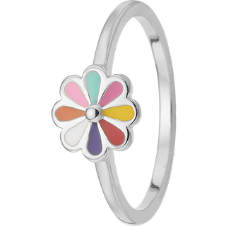 Aagaard - Sølv ring med farvefuld blomst til børn - 1800-k-s04