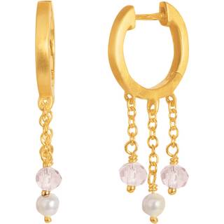 byBiehl - Tienne øre hoops i forgyldt med perler og lyserøde sten - 4-038p-gp
