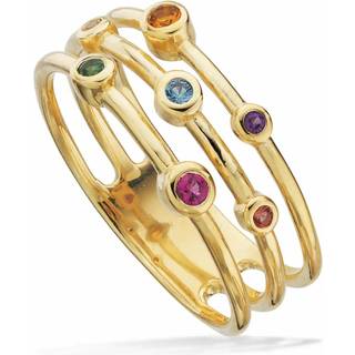 Scrouples - Guldbelagt sølv ring med farvede sten - 728702