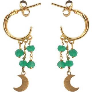 Susanne Friis Bjørner Øreringe - SFB - Guldbelagte creoler med grønne agater - 5681-2-102
