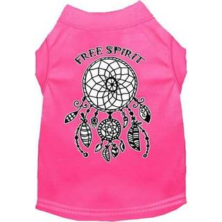 Pet Dog & Cat Shirt -skärm tryckt """" Free Spirit """" Bright Pink L