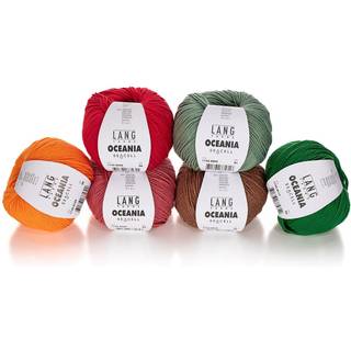 Lang Yarns Oceania 060 Indhold: 70% Bomuld, 30% Viskose Vægt/længde: 50 g = ca. 140 meter Anbefalede pinde: 3,5-4 mm. Strikkefasthed: 10 x 10 cm = 22 m x 30 p Vask: Maskinvask 30 ℃ / Tåler ikke tørretumbling / Brug aldrig skyllemiddel.