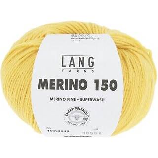 Lang Yarns Merino 150 049 Indhold: 100% Superwash merinould Vægt/længde: 50 g = ca. 150 meter Anbefalede pinde: 3-3.5 mm Strikkefasthed: 10 x 10 cm = 27 m x 37 p Vask: Maskinvask 30 ℃ / Tåler ikke tørretumbling / Brug aldrig skyllemiddel.