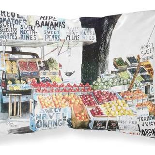 """" Caroline's Treasures 8054Pillowcase Fruit Stand Moisture Wicking Fabric Standard Pillowcase Large Multicolor """"