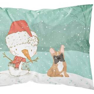 Caroline's Treasures Snowman Fawn French Bulldog Christmas Stribument Standard Pillowcase