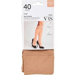 VRS dame 2-pak knæstrømper str. onesize - sand (På lager i butik)
