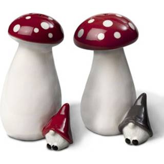 Salt og peber Gnome on mushroom 2 stk H.8-9cm
