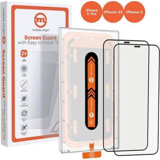 iPhone 11 Pro / X / Xs Mobile Origin Beskyttelsesglas - 2 stk. - Case Friendly - Sort Kant