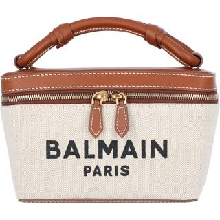 Balmain B-Army leather-trimmed canvas makeup bag - beige - One Size