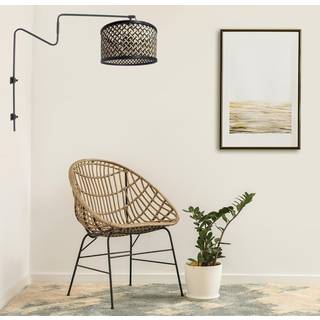 Linstrom væglampe, metal, bambusflet, sort/natur