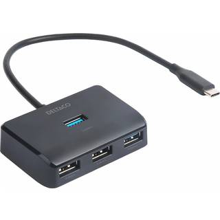 Deltaco USB-C Dockningsstation med 4 Porte - Sort