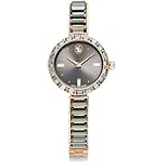 Matrix bangle Uhr, Schweizer Produktion, Kristallarmband, Grau, Roségoldfarbenes Finish