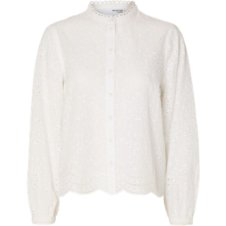 Selected Femme - Hvid - Slftatiana L/S Embr Shirt Noos - EU 36