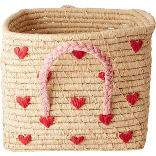 Rice Opbevaringskurv 30x30 Cm Hearts - Kurve Raffia Nature - BSRAT-30HEA