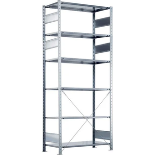Startsektion Boltless lagerreol, rygkryds 2500x1000x400 250 kg/hylde