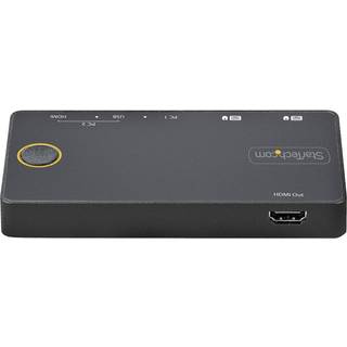STARTECH 2 Port Hybrid USB-A + HDMI USB-C KVM Switch Single 4K 60Hz HDMI 2.0 Monitor Compact Desktop and/or Laptop KVM