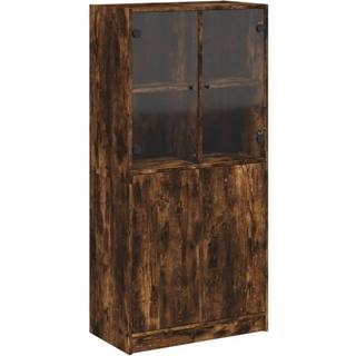 skab med låger 68x37x142 cm konstrueret træ røget egetræsfarve