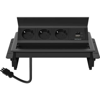 Deltaco OFFICE - power strip - 1x21W A+C USB GST18 cable connector in-desk flip-up