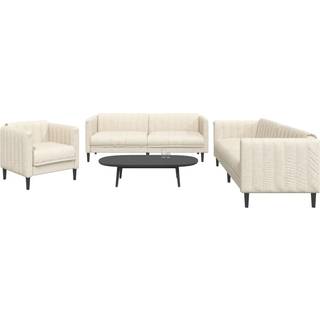 sofasæt 3 dele stof cremefarvet