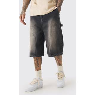 Mens Tall Carpenter Detail Denim Jorts In Grey