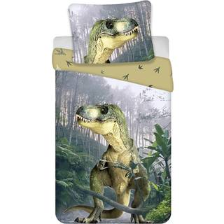 Dinosaur sengetøj 140x200 cm - Sengesæt i 100% bomuld - Vendbart dynebetræk