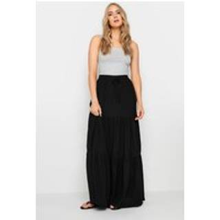 Lts Tall Black Tiered Crinkle Maxi Skirt 20 Lts | Tall Women's Maxi Skirts