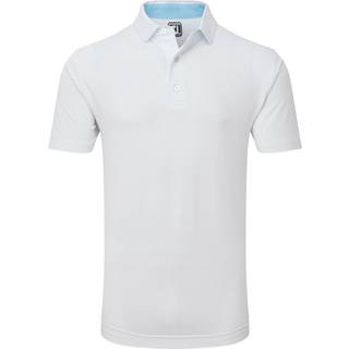 FootJoy Stretch Lisle Dot Print Herre Poloshirt - White With Light Blue - Str. XL
