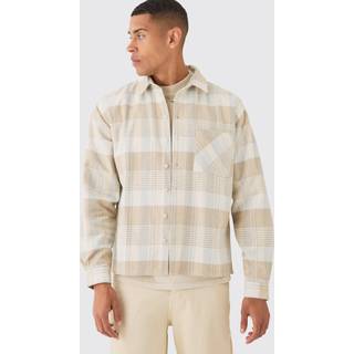 Mens Beige Boxy Check Shirt