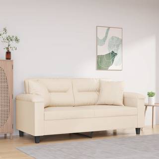 2-Personers Sofa Med Puder Mikrofiberstof - 140 cm / Beige