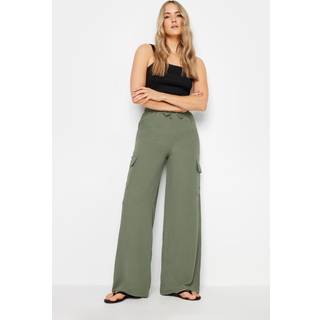 Lts Tall Khaki Green Cargo Crepe Wide Leg Trousers Long > 16 Lts | Tall Women's Wide Leg Trousers - Long 16