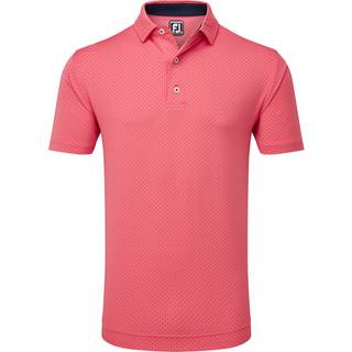 FootJoy Stretch Lisle Dot Print Herre Poloshirt - Coral Red With Navy - Str. XXL