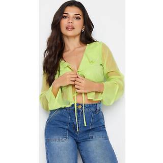 PixieGirl Petite PixieGirl Petite Green Mesh Frill Tie Front Top