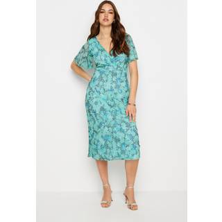 Lts Tall Blue Leopard Print Mesh Midaxi Wrap Dress 10 Lts | Tall Women's Midaxi Dresses