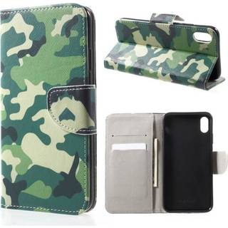 iPhone Xr læder flip cover med mønsterprint - Camouflage