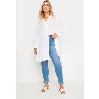 Yours Curve Yours Curve White Boho Long Sleeve Tiered Shirt