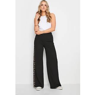 Lts Tall Black Leopard Print Stripe Wide Leg Trousers Long > 18 Lts | Tall Women's Wide Leg Trousers - Long 18