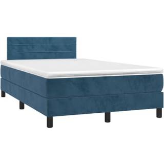 Kontinentalseng Med Madras Og Led-lys Velour - Mørkeblå / vandrette striber