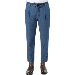 Strellson Herren Bundfaltenhose blau meliert