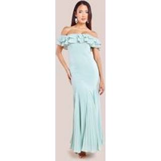 Frilly Chiffon Off Shoulder Maxi Dress