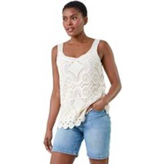 Roman Roman Natural 100% Cotton Crochet Knit Vest Top