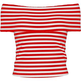 PIECES dame top PCLAYA - High Risk Red White stripes - M