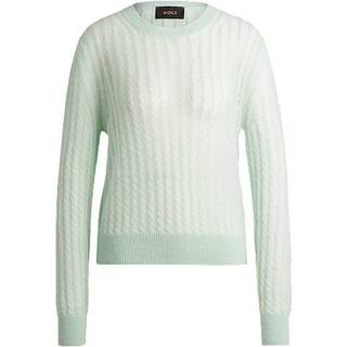 Fintstrikket sweater i tekstureret uld med kabelstruktur