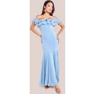 Frilly Chiffon Off Shoulder Maxi Dress